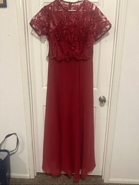 Amazon Red Lace Bodice Long Formal Jumpsuit